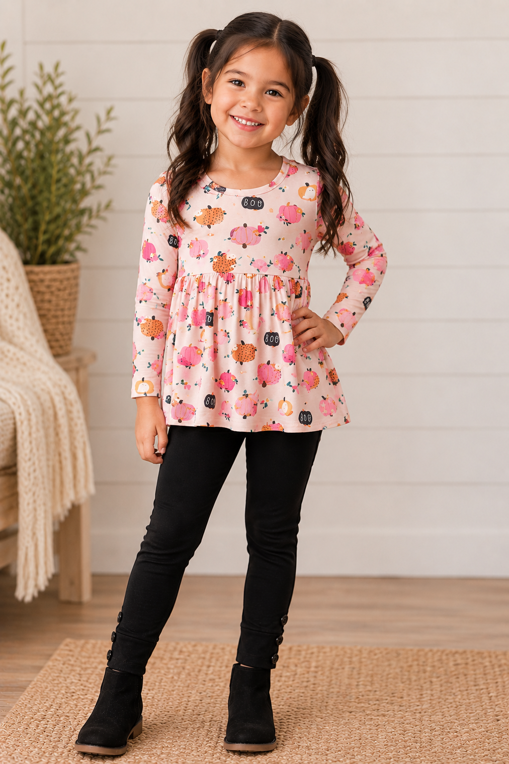 Long Sleeve Pink Pumpkin Set