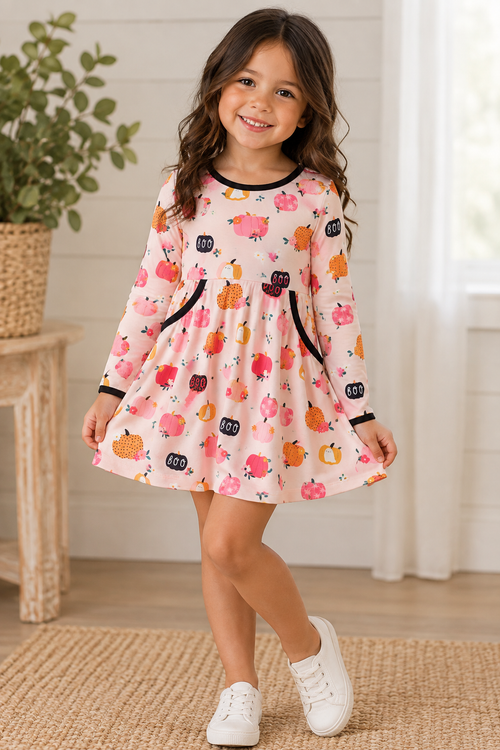 Long Sleeve Pink Pumpkin Dress